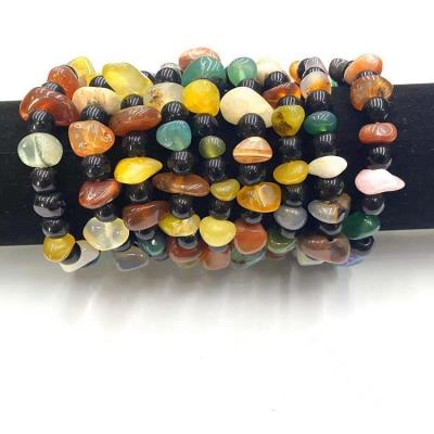 China Hot Selling New Design Agate Stone Wholesale Natural Gemstone Bead Elastic Bangle Bracelet for sale