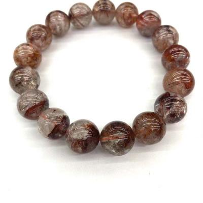 China Wholesale Hot Selling OEM Quartz Crystal Rutilated 12-14mm Natural Copper Hair Red Bead Bracelet A.C.A. for sale