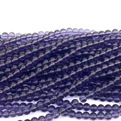 China DIY Jewelry Glass Pendant Material Reflective Synthetic Glass Purple Smooth Round Synthetic Glass Beads For Jewelry Making for sale