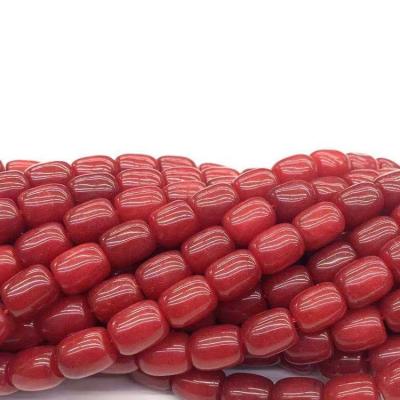 China Tibetan Dzi Stone Agate Bead 9_13 Wholesale Agate Coral Red Long Bucket Beads Tibet Dzi Bead For Jewelry Making for sale