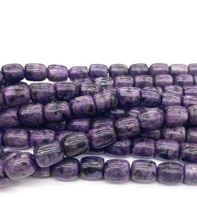 China Stone Tibetan Dzi Agate Beads Wholesale Purple Dot Long Bucket Beads Tibet Agate 9_13 Dzi Bead For Jewelry Making for sale