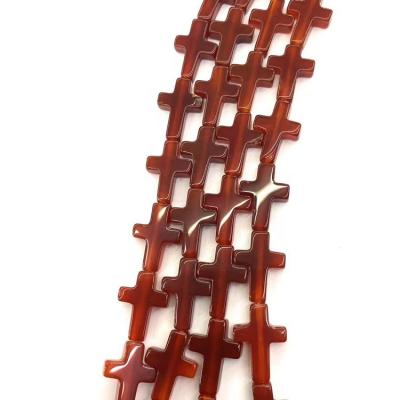 China Wholesale Charming High Quality Gemstone Red Natural Stone Agate Cross Stone For Gifts for sale