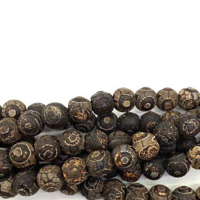 China Beads Strands Wholesale Loose Faceted Coffee 10mm Old Three-Eyed Dzi For DIY Jewelry Making for sale