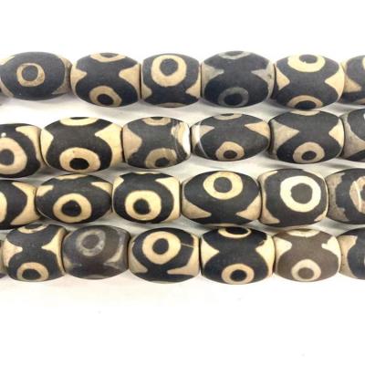 China Wholesale Fashionable Tibet Dzi Black and White Three-Eyed Natural Gemstone Rub Agate Stone Beads For Jewelry Making for sale