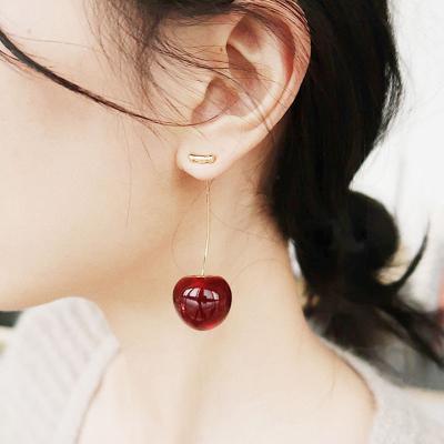 China TRENDY Ladies Fashion Jewelry Earrings Women Ear Stud Fresh Fruit Cherry Eardrops Red For Girls Party and Holiday Decor for sale