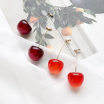 China FASHIONABLE Cute Fresh Red Long Earrings Cherry Ear Stud Ladies Holiday Party Decor Girls Eardrops Girls Fashion Jewelry for sale