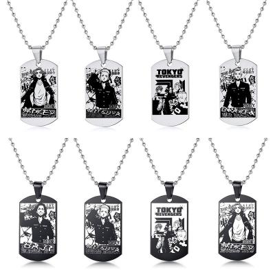 China Trendy Sweater Chain Stainless Steel Dog-tag Cartoon Cosplay Necklace Avengers Tokyo Fashion Pendant Jewelry For Anime Fans for sale