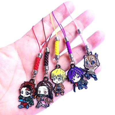 China Backpack Car Decor Anime Demon Slayer Key Chain Cartoon Figure Alloy Tassel Pendant Trinket Kimetsu No Yaiba Keychain Ladies Bag Pendant Cellphone for sale