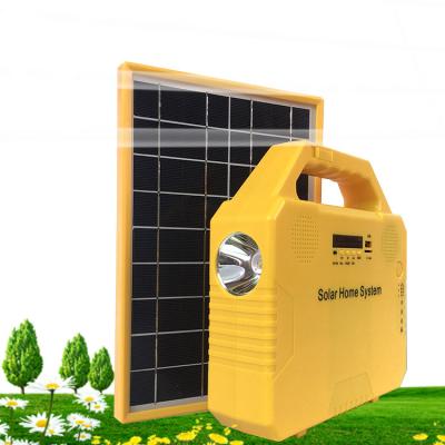 China Wholesale Home Factory Emergency Bedroom Solar Power Bank Lighting Systems Kit With 2 LED Mobile Phone Charger FM Radio Music for sale