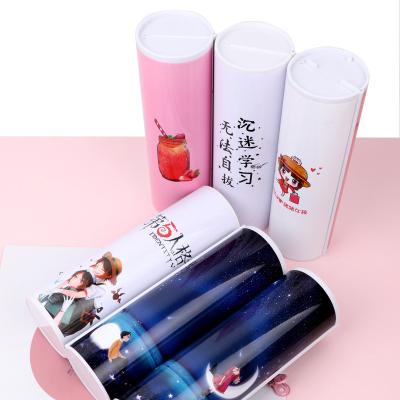 China Schools & Custom Cute Plastic Stationery Box Round Pencil Case Offices Pencil Case For School Students for sale