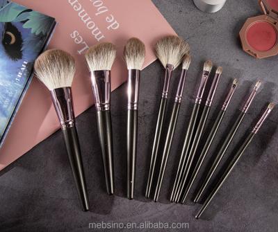 China Angular Blush 10 Pcs Natural Hair Makeup Brushes Custom Logo High End Professional Makeup Brush Set For Face for sale