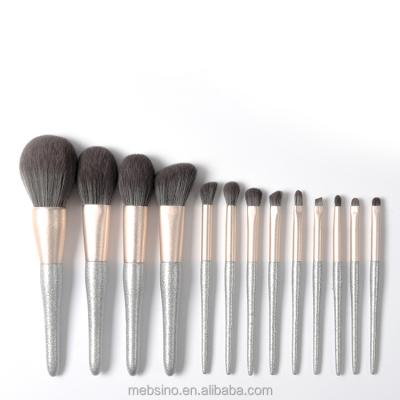 China Angular Blush Luxury Silver Color Bling Makeup Brush Set Cosmetics Kabuki Makeup Brushes for sale