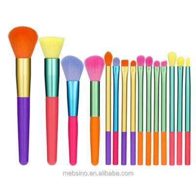 China Angular Blush Colorful 15 Piece Wholesale Price Makeup Brush Set for sale