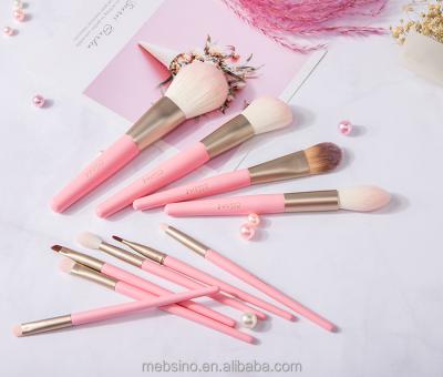 China Angular Blush 10 Pcs Portable Travel Makeup Brush Set Beauty Pink Color Makeup Brush Set For Cosmetics for sale