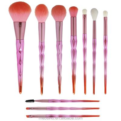 China Angular Blush Beautiful Premium Makeup Brush Set Custom Logo Bling Pink Color Makeup Brush Set for Lady Makeup for sale