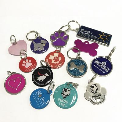 China Custom Unique Dog Collars QR Code ID Tag Logo Pet Tag Pet Products Factory Metal PVC Print Durable Enamel Reflective for sale