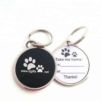 China China hot sales custom metal enamel stickers qr code dog id tags with 15mm key ring for sale