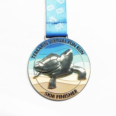 China China Metal 3D Engraved Enamel Tortoise Marathon Finisher Awards Custom Zinc Alloy Sports Medal for sale