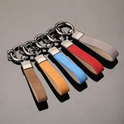 China Metal Car Leather Key Chain Ring Holder Custom Company Logo Souvenir Gifts Promotion 5 Colors For Business Promotion Gifts for sale