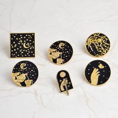 China Fashion Vintage Moon Star Night Metal Dagger Alloy Lapel Pin Jewelry Gift Enamel Badge Brooch Cloth Decoration VJ for sale