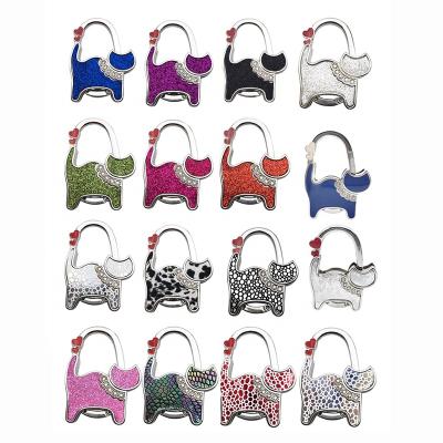 China Fashion Metal Cat Handbag Hook Portable Metal Cat Love Bag Hook Folding Table Handbag Hanger VJ For Women Gifts for sale