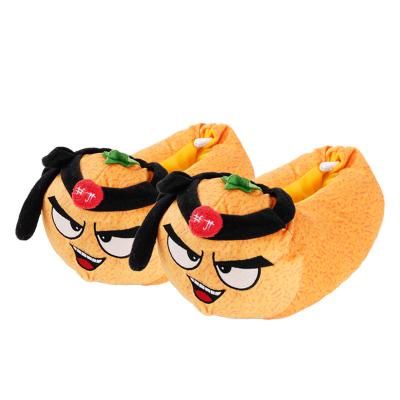 China Damping Cute Expression Cloth Orange Print Single Slipper For Home for sale