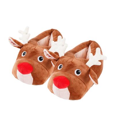 China Cushioning Novelty Brown Cattle Shape Animal Soft Sole Flannel Women Ladies House Comfortable Home Shoes for sale