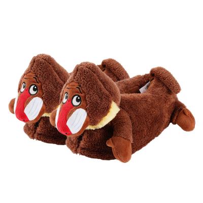 China Cushioning Good Quality Cute Animal Brown Plush Dog Kids Slippers For Kids Girls for sale