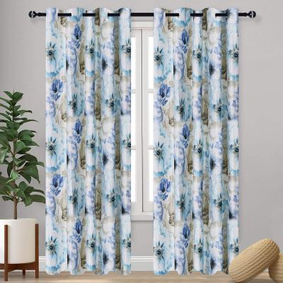 China Blackout 2021 New Fashion Custom Curtains Printed Designs Linen Fabric Ready Made Drapery For Living Room for sale