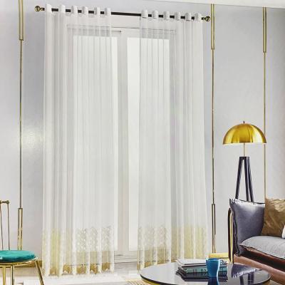 China Light Wholesale Ready Made Modern Sheer Fabric Window Embroidery Style Isolated White Curtain for sale