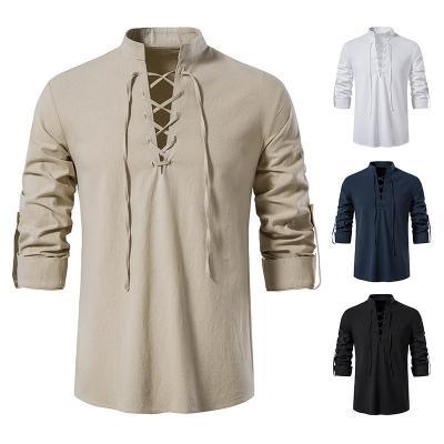 China 2022 New Spring Summer Solid Color Casual Long Sleeve QUICK DRY Canvas Cotton Shirts For Men for sale