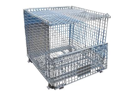 China Gegalvaniseerde magazijn Logistiek Transportopslag Opvouwbaar Staal Metalen Draadnet Cage Trolley Te koop