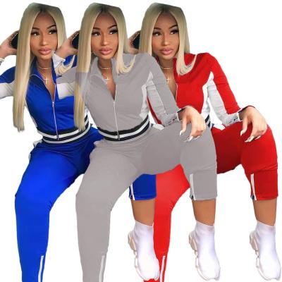 China Women's Solid Color Pants Leg Slit Zipper Suit Quilted Casual Women's Two Piece Set L011 QUICK DRY Two Piece Clothing for sale