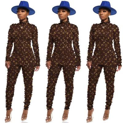 China High Neck Solid Color QUICK DRY Pleated Logo Printed Long Sleeve Bottoming Shirt Fashion Stylish Pants Two Piece Set for sale