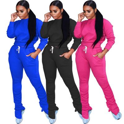 China R403 Latest Lady Breathable Solid Color Pleated 2 Piece Autumn Sets Lady Suit Pants Two Piece Women Clothes 2021 New Arrivals Designer for sale