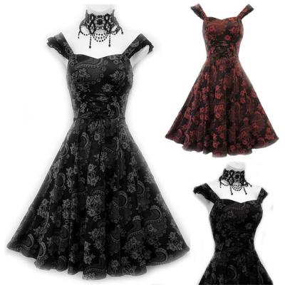 China N72 Breathable Lace Up Flower Print Dress Nightclub Slim Skirt Plus Size T Shirt Women Gothic Clothing Dresses for sale