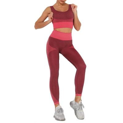 China Factory Price Breathable Women's 2 Pieces Fit High Waisted Yoga Leggings And Sports Bra Gym Clothing for sale