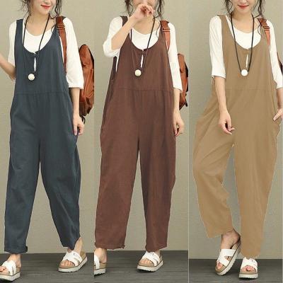 China 2021 QUICK DRY Summer Women's Loose Bib Design Button Pocket Sleeveless Tank Top Overalls for sale