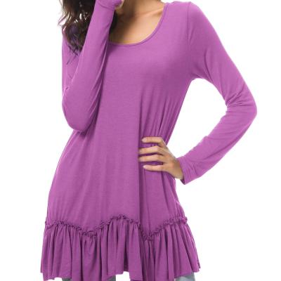 China Anti-Wrinkle Women's Casual T-Shirt Solid Long Sleeve Tunic Tops for sale