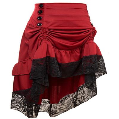 China Plus Size Womens Steampunk Gothic Victorian Lace Trim Ruffled High Low Skirt for sale