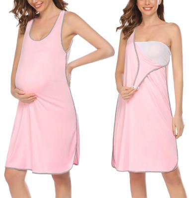 China Radiation Protection Women's Maternity Sleeveless Dress Nightgown Pregnancy Striped Dress For Breastfeeding for sale