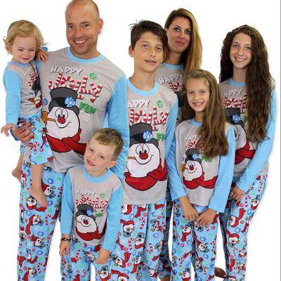 China QUICK DRY Family Christmas Snowman Matching Pajamas Sets Long Sleeve Printing Snowman Home Wea Cute Parent-child Outfit for sale