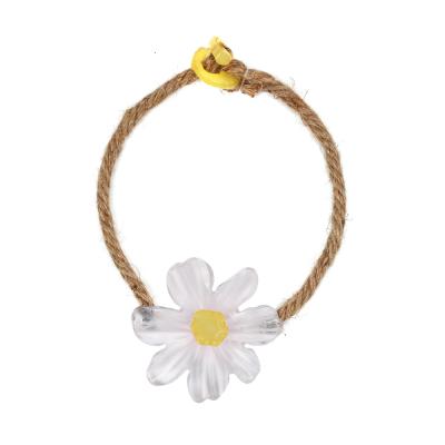 China New Welwish CLASSIC big over the style transparent hemp rope resin flower necklace for women for sale