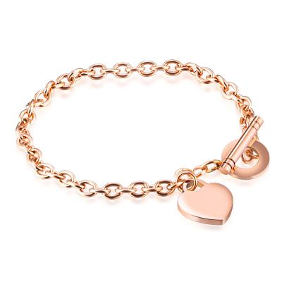 China CLASSIC Welwish INS Bracelet Luxury Jewelry Titanium Stainless Manual Polished Stainless Heart Bracelet For Lovers for sale