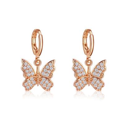 China CLASSIC Butterfly Dangle Earrings Elegant Women Gold Plated Jewelry Butterfly Huggie Earring for sale