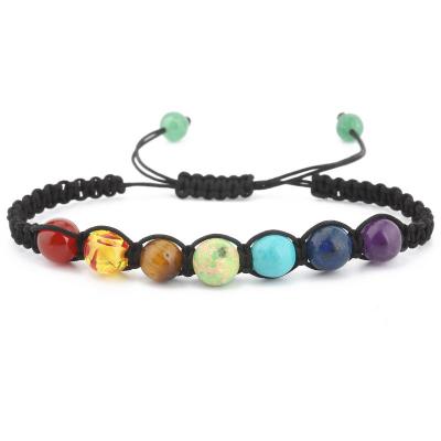 China Hot Sale ALLOY Shambhala Style 8 Mm Bead Braid 7 Chakra Stone Bracelet For Women for sale