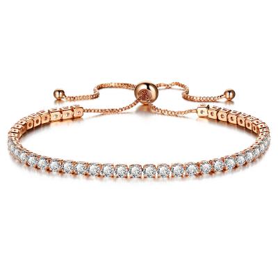 China Best Selling TRENDY Women Stretch Bracelet Wholesale Gold Plated Crystal Tennis Bracelets Adjustable for sale