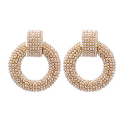 China Welwish Yiwu Factory Wholesale FASHIONABLE Round Circle High Quality Pearl Round Earring Designs For Women for sale