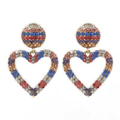 China Hot ALLOY Women Jewelry Wholesale Colorful Crystal Ball Heart Earring For Girls for sale