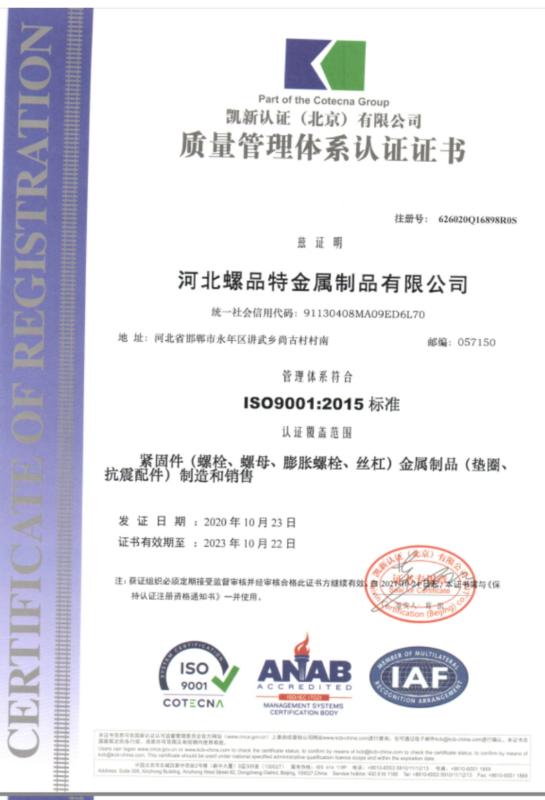 ISO9001 - Hebei Luopinte Metal Products Co., Ltd.